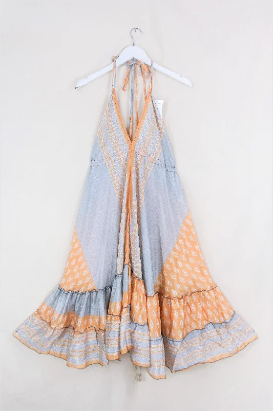 Blossom Halter-Neck Midi Dress - Feathered Angel - Free Size M/L Stylish Halter Neck Midi Dress Blossom Halter-Neck Midi Dress - Feathered Angel - Free Size M/L Stylish Halter Neck Midi Dress