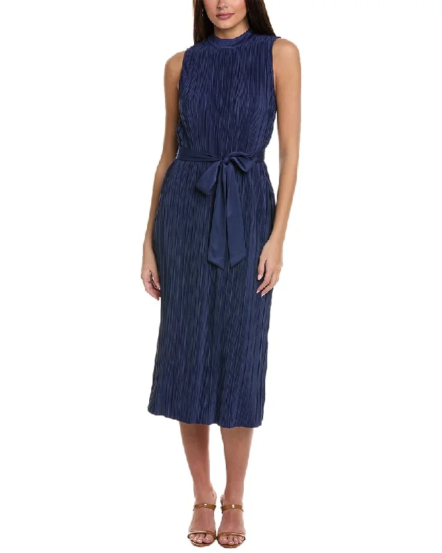 Crystal Kobe Pleated Midi Dress Stylish Button-Up Midi Dress