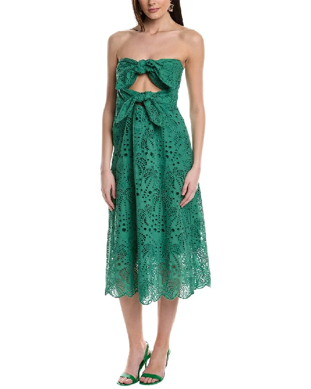 FARM Rio Coconut Tree Richilieu Midi Dress Stylish Tiered Midi Dress