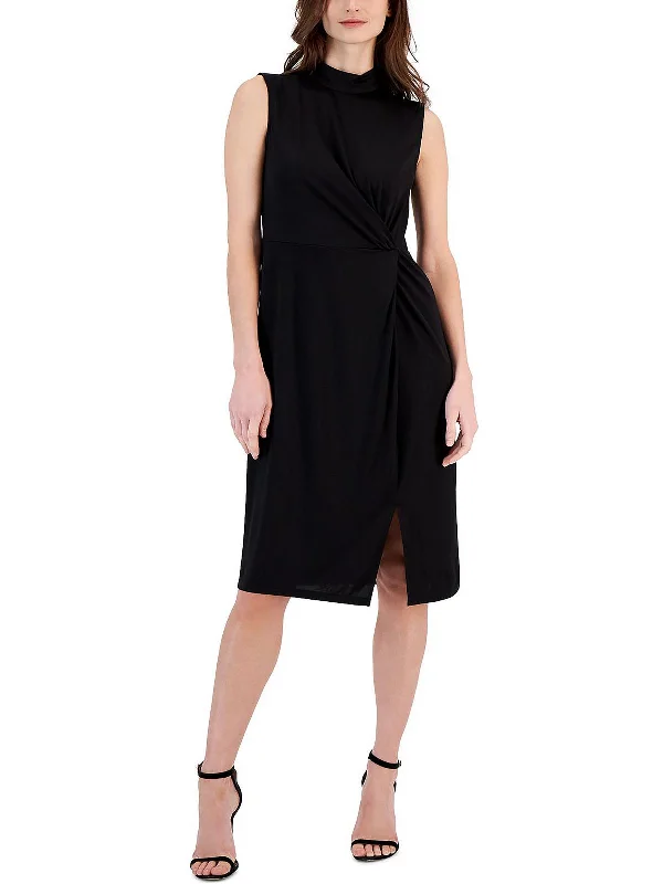 Womens Twist Knee-Length Midi Dress Cozy A-Line Midi Dress
