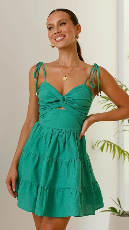 Armani Mini Dress - Green Fashionable Button-Front Mini Dress