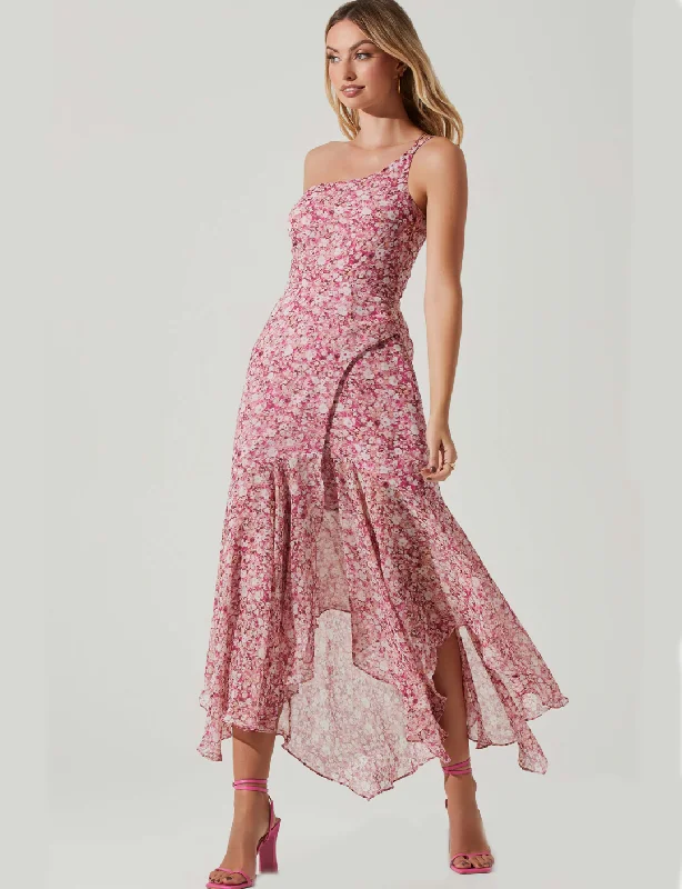 Malvina Midi Dress, Pink Floral