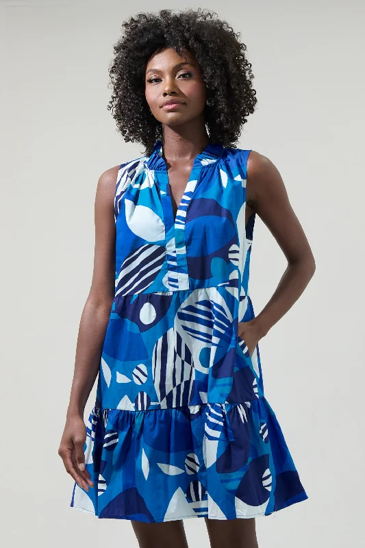 Beatty Geometric Gemmely Shift Mini Dress Chic Halter Mini Dress
