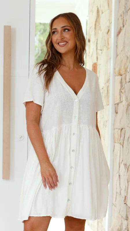 Courtney Mini Dress - White Classic Casual Mini Dress