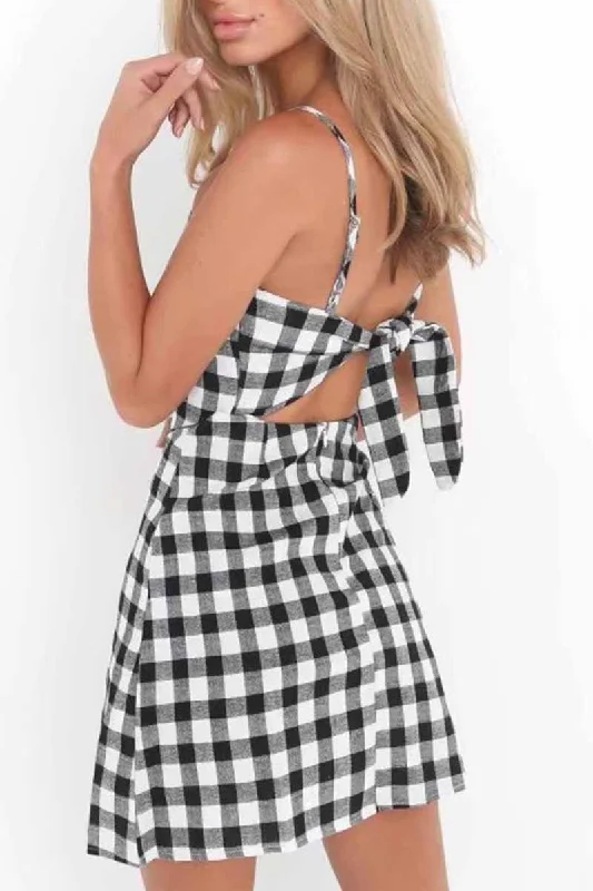 Florcoo Sexy Backless Bow Mini Dress