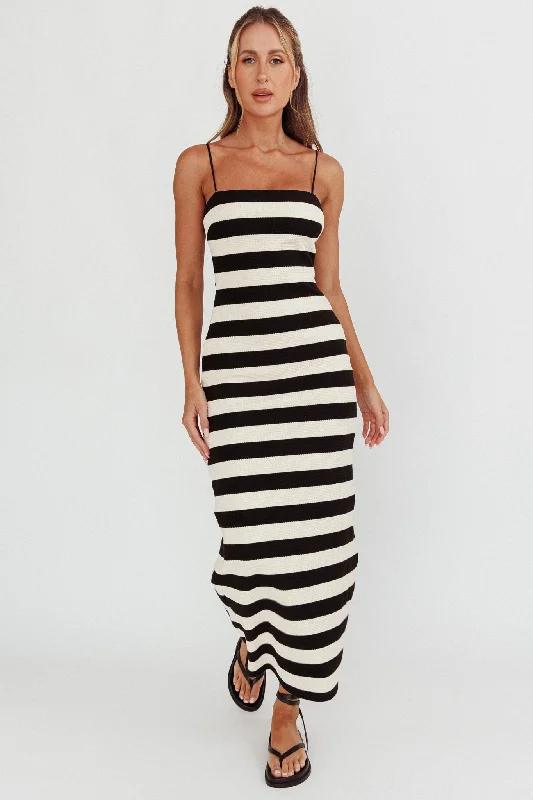 Gracey Cami Strap Maxi Dress Stripe Black