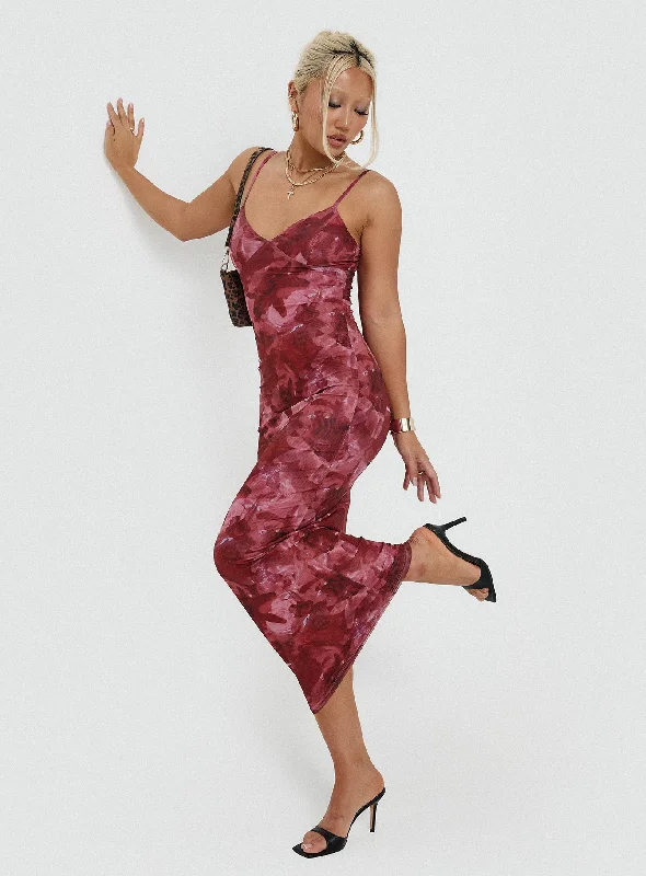 Hathaway Maxi Dress Burgundy Floral