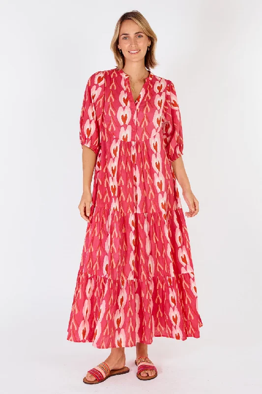 Ibisa - Heart Midi Dress - Pink