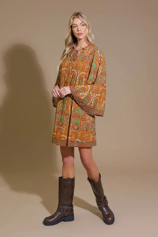 CROSS MY MIND WOVEN MINI DRESS Chic Puff Sleeve Mini Dress