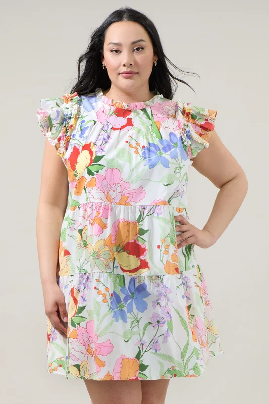Juliet Floral Garden Lauren Shift Mini Dress Curve Fashionable Button-Front Mini Dress Juliet Floral Garden Lauren Shift Mini Dress Curve Fashionable Button-Front Mini Dress