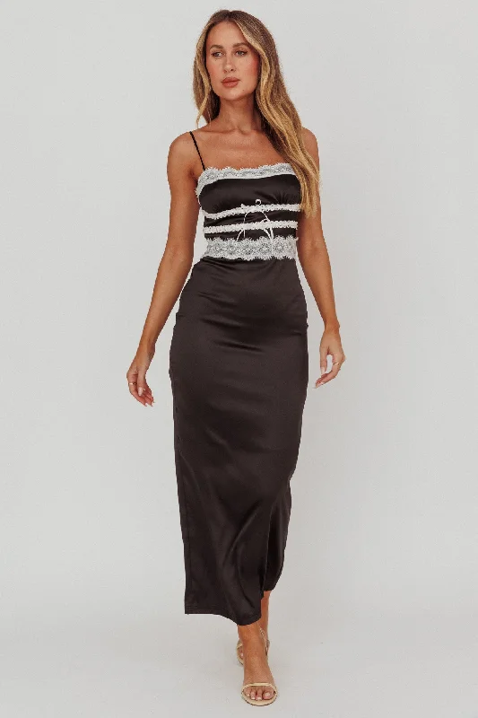 Kellan Lace Trim Maxi Dress Black