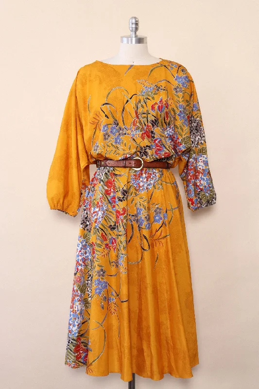 Marigold Floral Midi Dress L