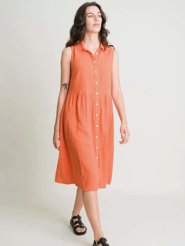 Matilda Cotton Midi Dress | Orange