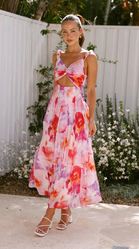 Katerina Maxi Dress - Pink/Purple Print