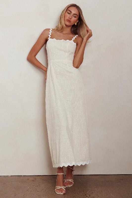 Montego Bay Ric Rac Strap Maxi Dress Oat