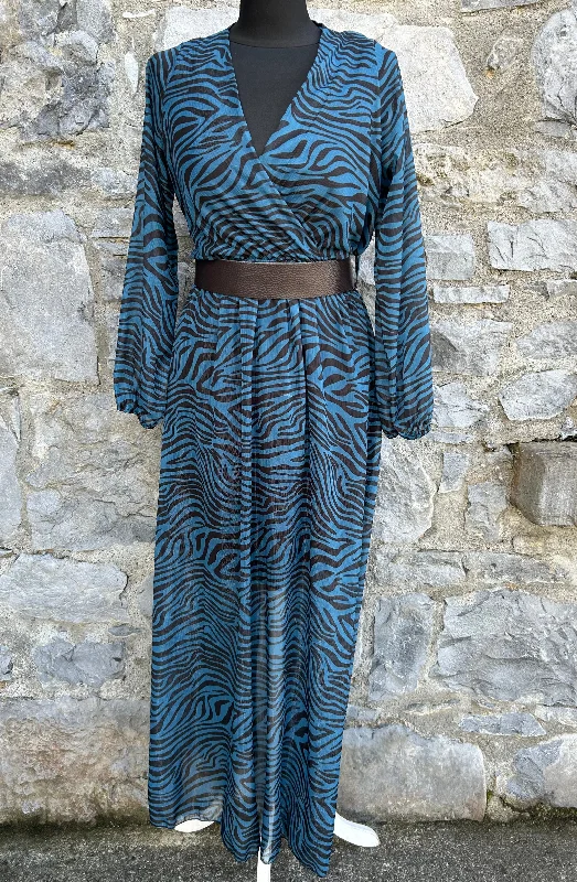 Navy zebra maxi dress uk 10-12