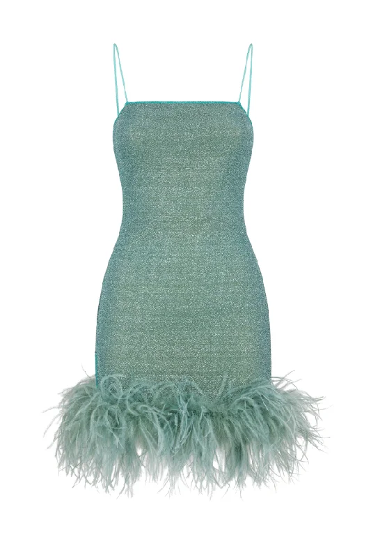 Lumiere Plumage Mini Dress Aqua