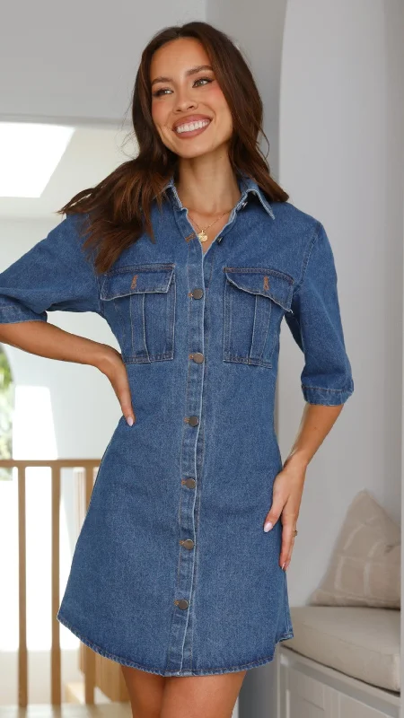 Payella Mini Dress - Blue Denim