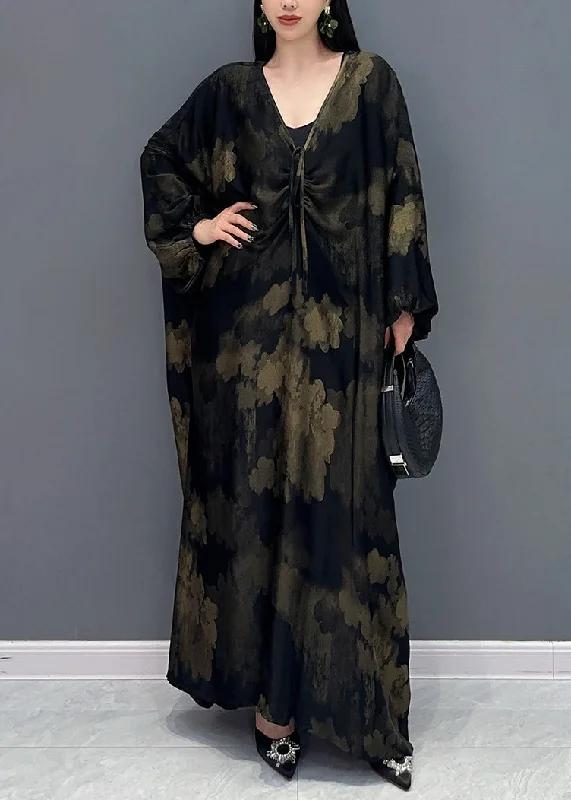 Plus Size Black V Neck Print Holiday Maxi Dress Long Sleeve AO1068 Fashionable Sleeveless Maxi Dress Plus Size Black V Neck Print Holiday Maxi Dress Long Sleeve AO1068 Fashionable Sleeveless Maxi Dress