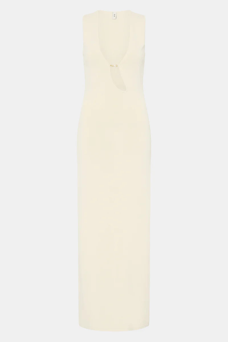 KINETIC BEADED MIDI DRESS - ECRU