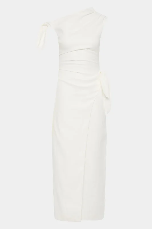 (PRE-ORDER) TAMARA TIE MIDI DRESS - IVORY