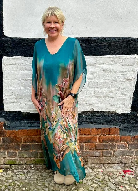 Silk Jungle Print Midi Dress