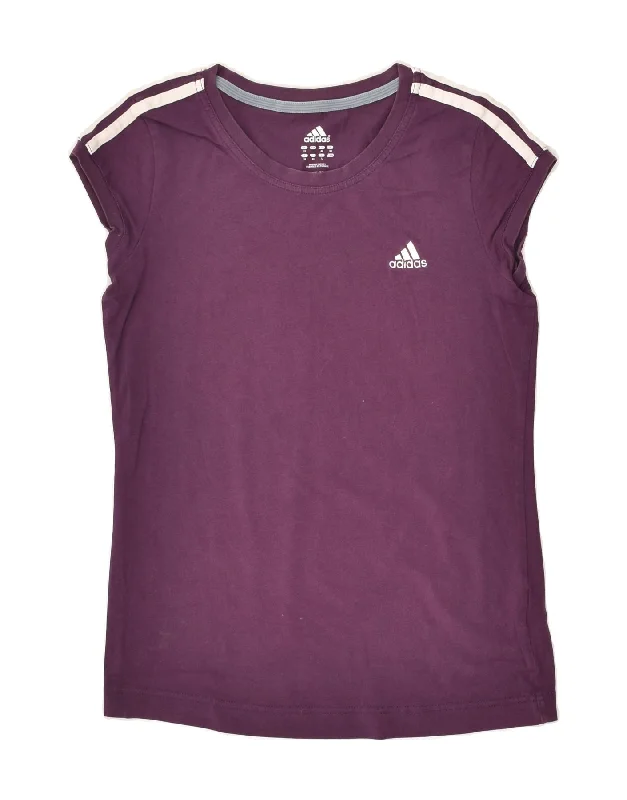 ADIDAS Womens T-Shirt Top UK 12 Medium Purple Cotton