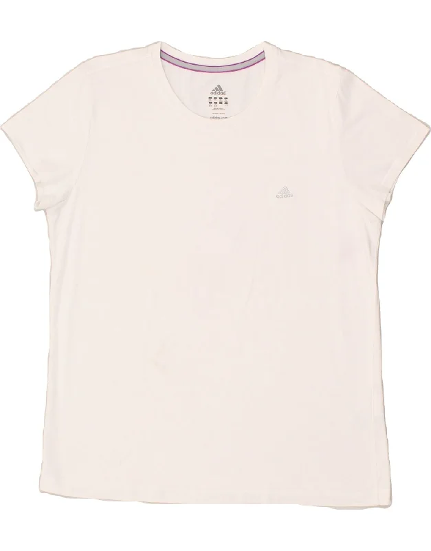 ADIDAS Womens T-Shirt Top UK 20/22 XL White Cotton