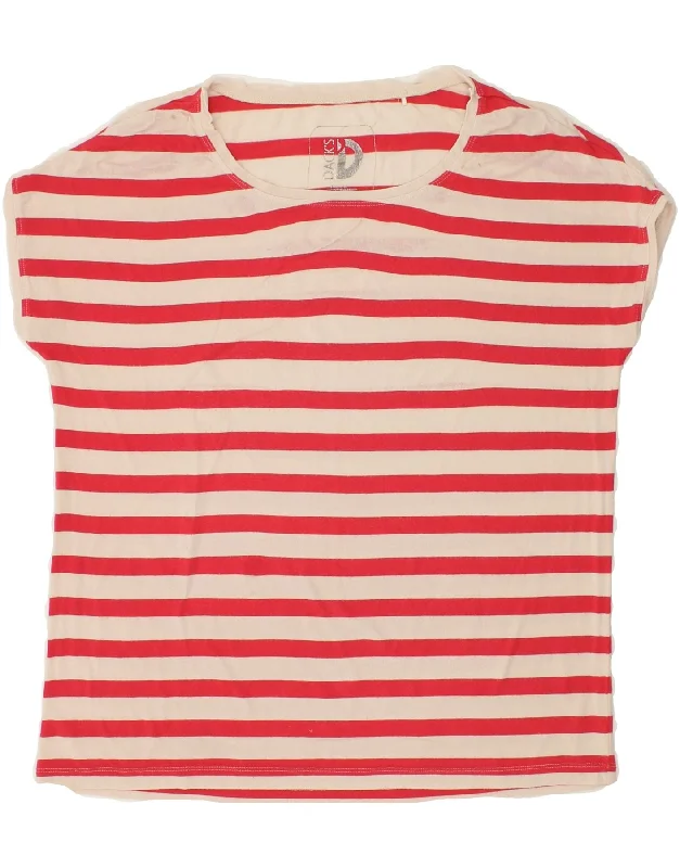 DACK'S Womens T-Shirt Top UK 10 Small Red Striped