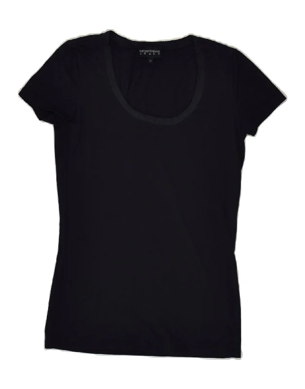 EMPORIO ARMANI Womens T-Shirt Top IT 40 Small Navy Blue