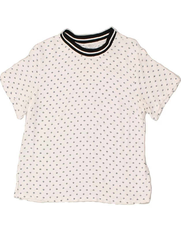 JACK WILLS Womens T-Shirt Top UK 14 Large  White Spotted Viscose