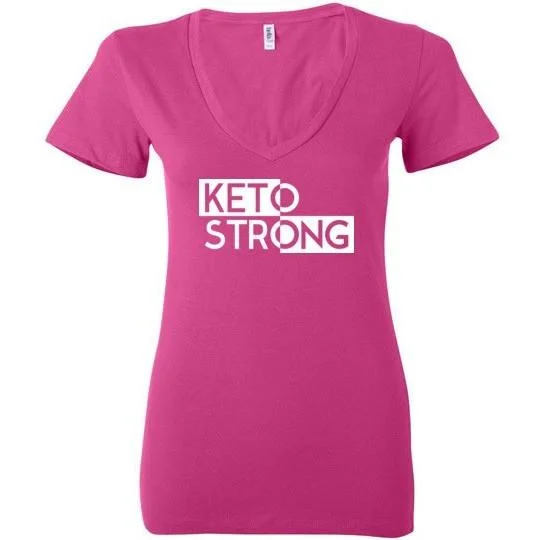 Ladies Keto T-Shirt, Keto Strong, Bella Ladies Deep V-Neck