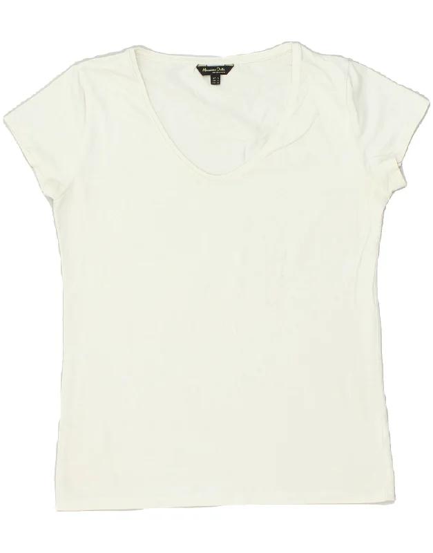 MASSIMO DUTTI Womens T-Shirt Top UK 14 Large Off White