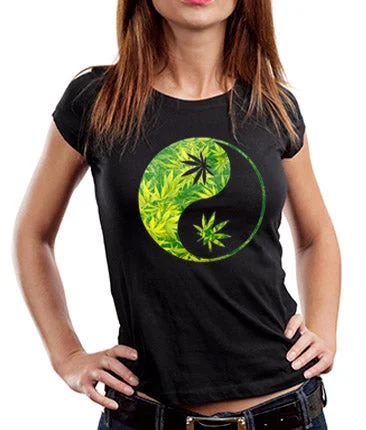 Pot Leaf Ying Yang Girl's T-Shirt