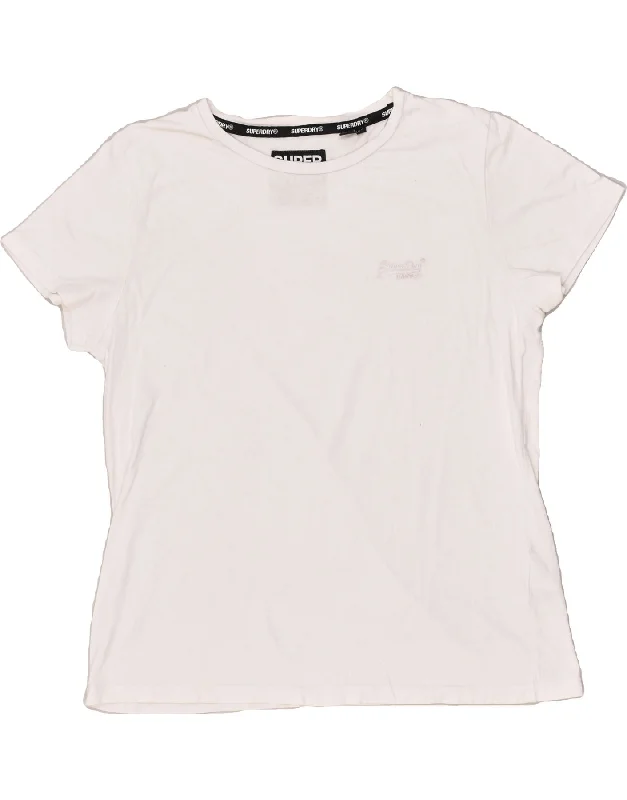 SUPERDRY Womens T-Shirt Top UK 14 Large White Cotton