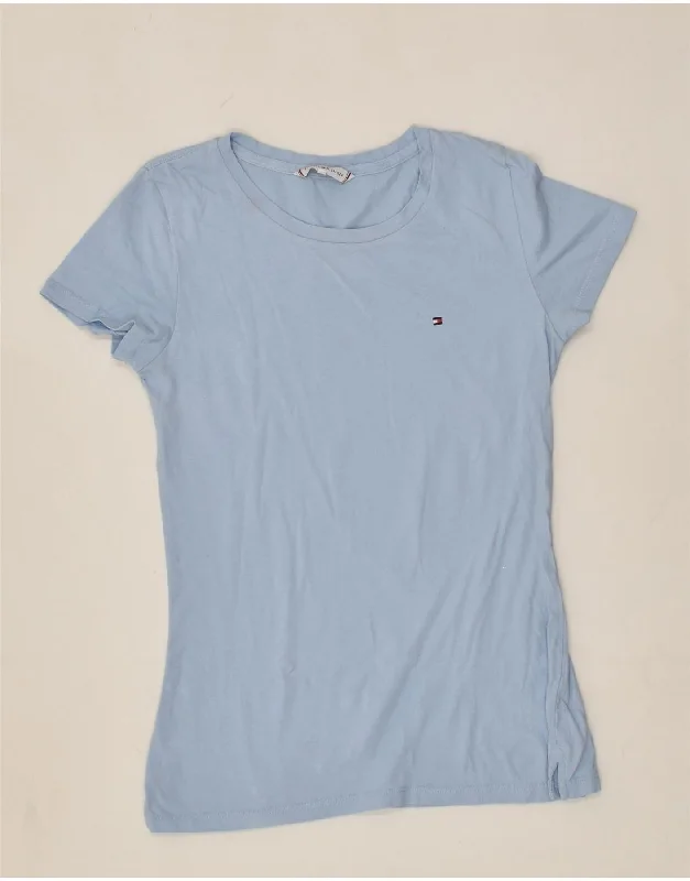 TOMMY HILFIGER Womens T-Shirt Top UK 12 Medium Blue Cotton