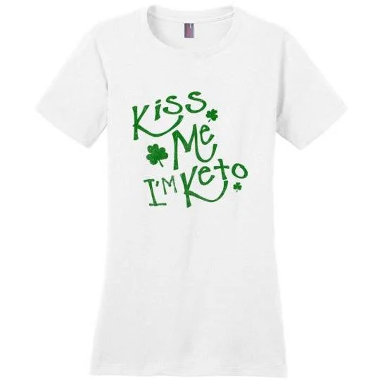 Women's Keto T-Shirt Kiss Me I'm Keto, Green on White