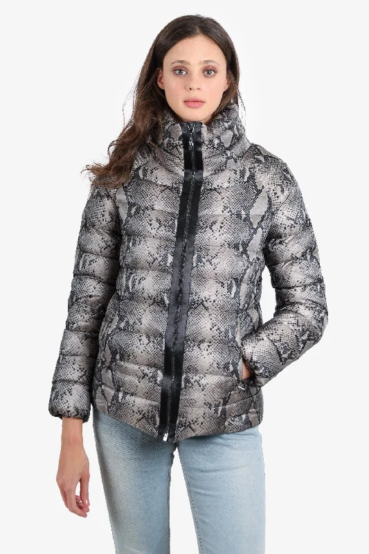 Diane von Furstenberg Snake Print Down Puffer Jacket Size S Toggled Jacket Drawstring Jacket Belted Jacket Diane von Furstenberg Snake Print Down Puffer Jacket Size S Toggled Jacket Drawstring Jacket Belted Jacket