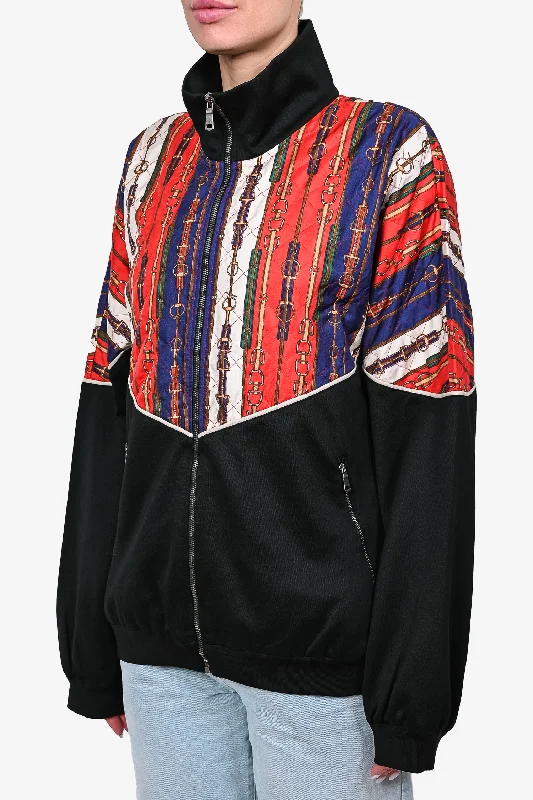 Gucci Red/Black/Multi Chain Print Zip-Up Jacket Size XL Denim Jacket Leather Jacket Suede Jacket Gucci Red/Black/Multi Chain Print Zip-Up Jacket Size XL Denim Jacket Leather Jacket Suede Jacket