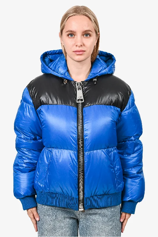 Moschino Cobalt Blue/Black Logo Down Puffer Jacket Size 34 Cotton Jacket Linen Jacket Terry Jacket Moschino Cobalt Blue/Black Logo Down Puffer Jacket Size 34 Cotton Jacket Linen Jacket Terry Jacket