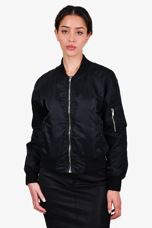 R13 Black Nylon 'Shrunken Flight' Bomber Jacket Size L Quilted Jacket Puffer Jacket Insulated Jacket R13 Black Nylon 'Shrunken Flight' Bomber Jacket Size L Quilted Jacket Puffer Jacket Insulated Jacket
