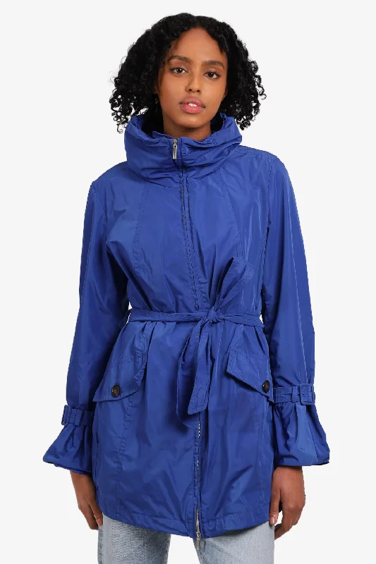 Weekend Max Mara Blue Nylon Belted Jacket Size 36 Tailored Jacket Straight Jacket A-Line Jacket Weekend Max Mara Blue Nylon Belted Jacket Size 36 Tailored Jacket Straight Jacket A-Line Jacket