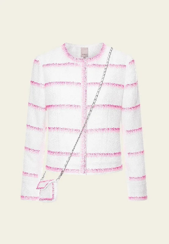 Pink Stripe White Tweed Jacket