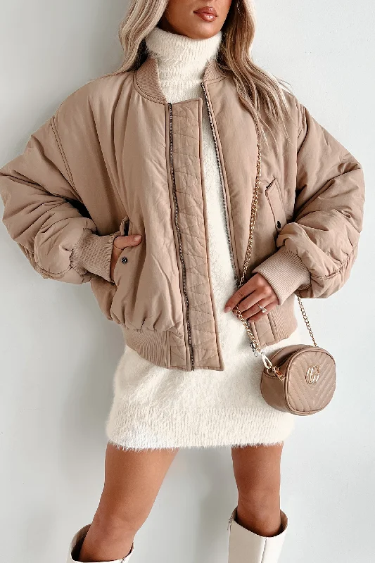 Cool Girl Energy Oversized Bomber Jacket (Beige) Stand-Up Collar Roll-Neck Collar Turtle Neck Cool Girl Energy Oversized Bomber Jacket (Beige) Stand-Up Collar Roll-Neck Collar Turtle Neck