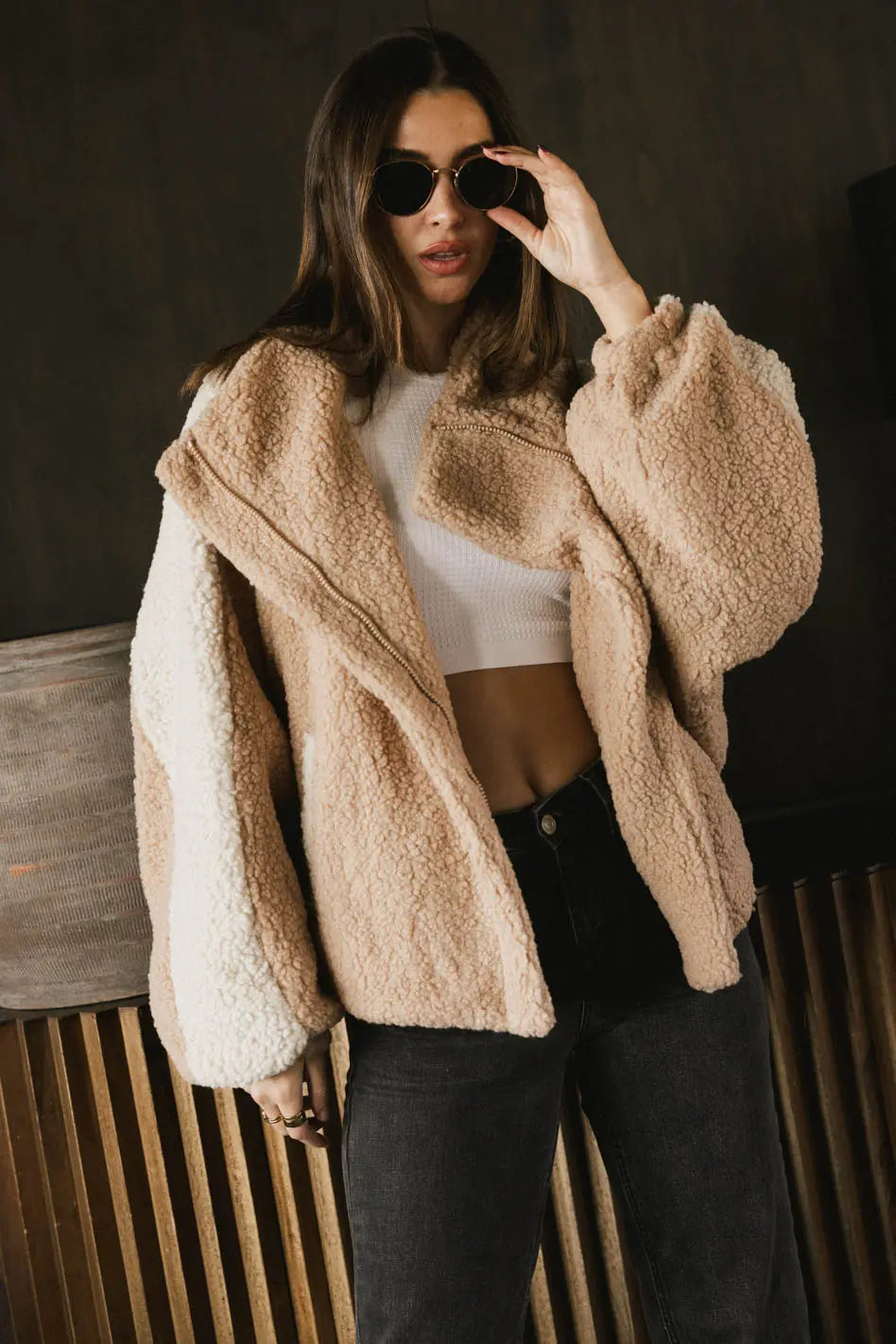 Imara Sherpa Jacket Tailored Jacket Straight Jacket A-Line Jacket
