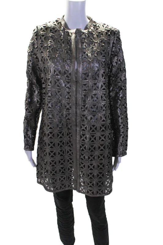 In Transit 2 Womens Bronze Leather Mesh Crew Neck Long Sleeve Jacket Trench Coat Raincoat Waterproof Jacket In Transit 2 Womens Bronze Leather Mesh Crew Neck Long Sleeve Jacket Trench Coat Raincoat Waterproof Jacket