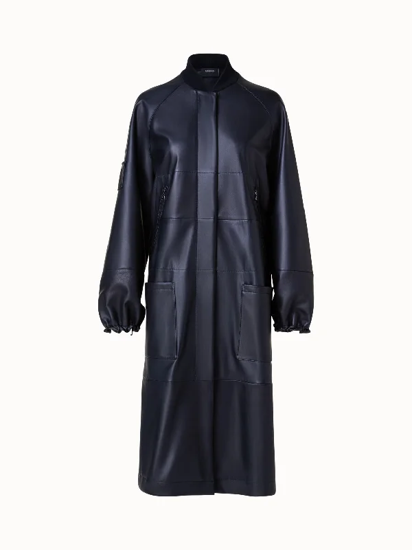 Lambskin Leather Long Bomber Jacket Wool Jacket Cashmere Jacket Tweed Jacket