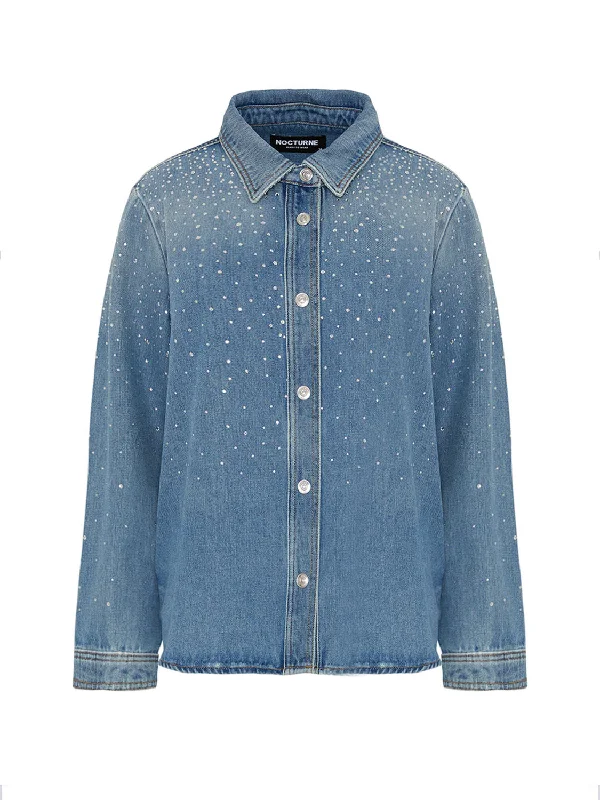Lapel Collar Jean Jacket Appliqued Jacket Beaded Jacket Sequined Jacket