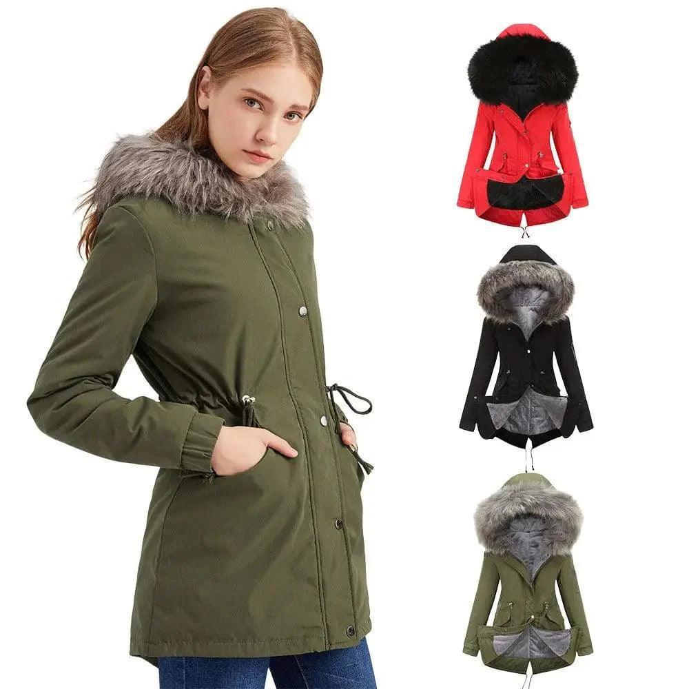 Large fur collar padded women's padded jacket Zippered Jacket Buttoned Jacket Snapped Jacket Large fur collar padded women's padded jacket Zippered Jacket Buttoned Jacket Snapped Jacket