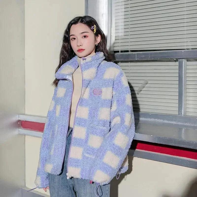 Ladies Faux Lamb Velvet Warm Wool Check Jacket Print Jacket Jacquard Jacket Embroidered Jacket Ladies Faux Lamb Velvet Warm Wool Check Jacket Print Jacket Jacquard Jacket Embroidered Jacket
